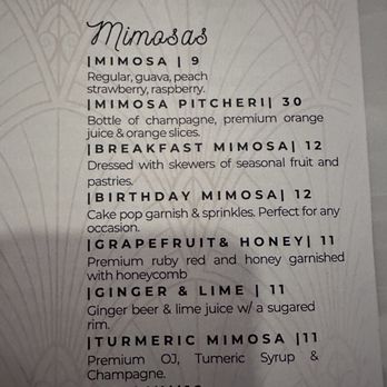 Meta & Rose - Mimosa menus is one of a kind! - New American Near Me - Wasilla, Alaska