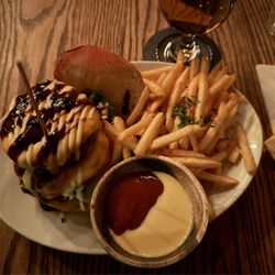 Hall - Double patty wagyu-blend burger and fries, $21.