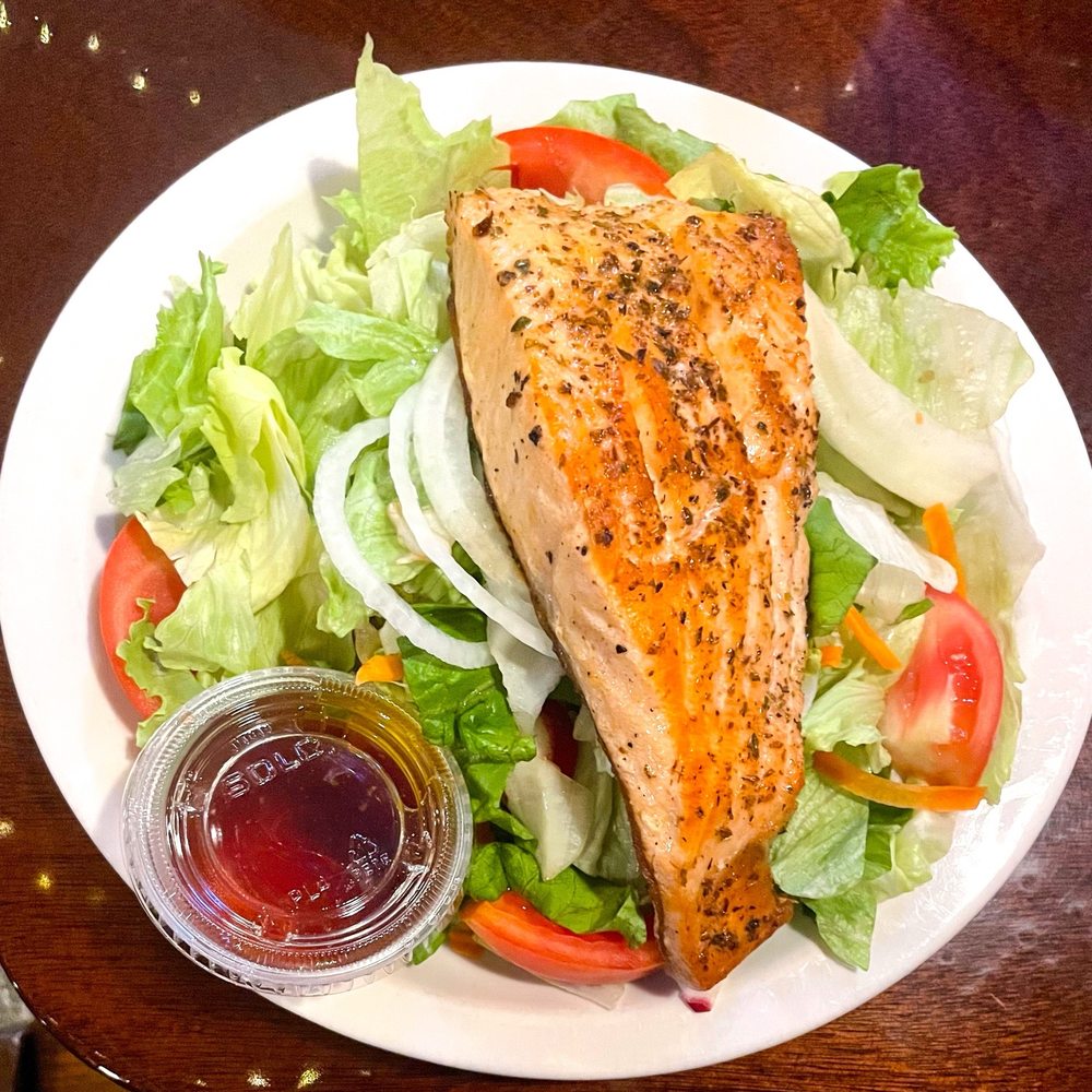 Joe's Inn - Garden Salad with Broiled Salmon - Italian Near Me - Richmond, Virginia Joe's Inn - Garden Salad with Broiled Salmon - Italian Near Me - Richmond, Virginia
