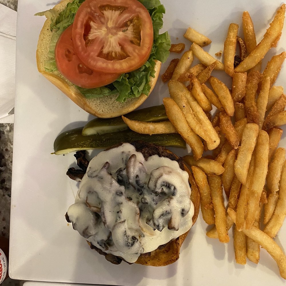 Pirate's Cove Restaurant - Mushroom cheese burger and ff - Seafood Near Me - Chesapeake, Virginia