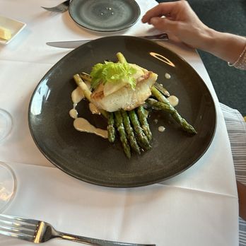 Masraff's - Chilean Seabass with asparagus instead of grits - New American Near Me - Houston, Texas