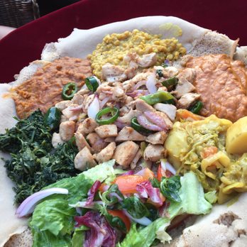 Mesob - Mixed vegetables and chicken tibs - Ethiopian Near Me - Rome, RM Mesob - Mixed vegetables and chicken tibs - Ethiopian Near Me - Rome, RM