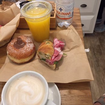 Rosetta Bakery - Breakfast of champions. Fresh squeezed OJ, Nutella donut, prosciutto sandwich and a cappuccino. - Bakeries Near Me - Miami Beach, Florida
