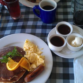 The Kettle - Pancake Breakfast w/eggs & sausage & Eggs Carbonara (not sure you can see it) - Diners Near Me - Manhattan Beach, California