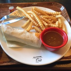 Benny&Co. - Wrap (crispy chicken) and fries.