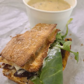 Mr. Mustache - Market chicken sandwich and corn chowder - Sandwiches Near Me - Los Angeles, California Mr. Mustache - Market chicken sandwich and corn chowder - Sandwiches Near Me - Los Angeles, California