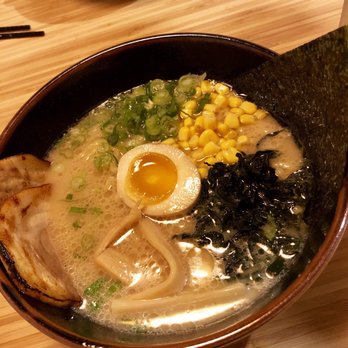 Kyuramen - Flushing - Tonkatsu ramen with black garlic (part of their combination B selection) - Ramen Near Me - Flushing, New York