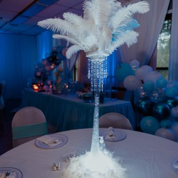 Universal Service 4 You - Custom centerpiece for Sweet 16 (Baby Blue, White and Silver Theme) - Party & Event Planning Near Me Universal Service 4 You - Custom centerpiece for Sweet 16 (Baby Blue, White and Silver Theme) - Party & Event Planning Near Me