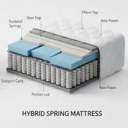 Slumber Ease Mattress Factory - Diagrams of steel innerspring/hybrid/foam mattresses