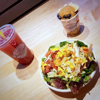 Original ChopShop - American Chop salad with a PB & J Greek Yogurt and an Elderberry Hibiscus Arnold Palmer Lemonade - New American Near Me - Tempe, Arizona