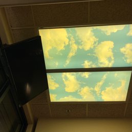 View from the chair on the ceiling- TV and sky. View from the chair on the ceiling- TV and sky.