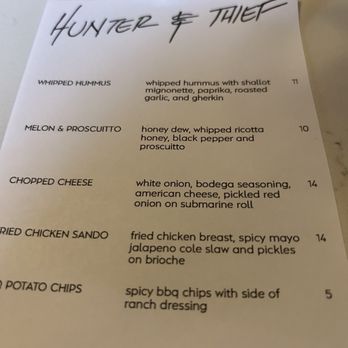 Hunter & Thief - Menu - Cocktail Bars Near Me - Lindenhurst, New York