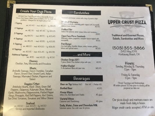 Menu photo 1 Upper Crust Pizza Rockaway Beach, OR Menu photo 1 Upper Crust Pizza Rockaway Beach, OR