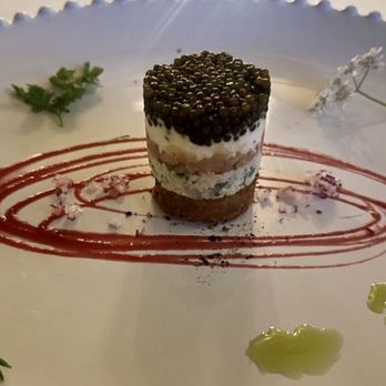 Michael Mina - Caviar parfait. The potato cake on the bottom was so good. Definitely worth the $45 supplement. - New American Near Me - Las Vegas, Nevada Michael Mina - Caviar parfait. The potato cake on the bottom was so good. Definitely worth the $45 supplement. - New American Near Me - Las Vegas, Nevada