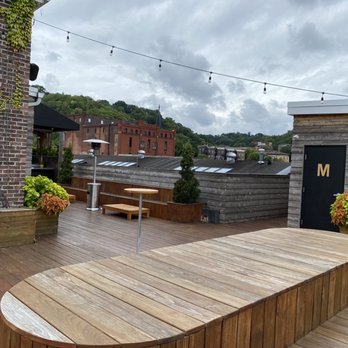 Rhinegeist Brewery - Rooftop seating and bathrooms to the right. - Breweries Near Me - Cincinnati, Ohio