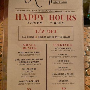 Kingfish Kitchen & Cocktails - Menu - Cajun/Creole Near Me - New Orleans, Louisiana