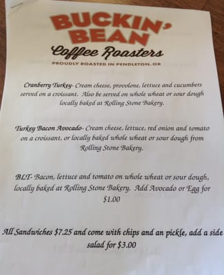 Menu photo 1 Buckin’ Bean Pendleton, OR