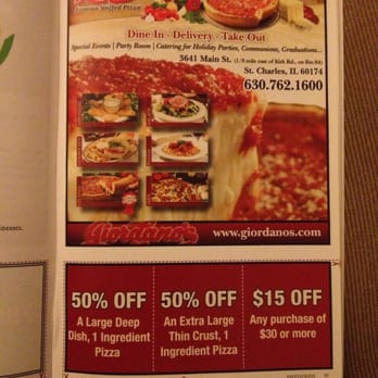 Giordano's - Giordano's claims they never issued this coupon in the Welcome Wagon coupon book. Gave us $3 off instead. Woo-f'ing-hoo! - Pizza Near Me - St. Charles, Illinois