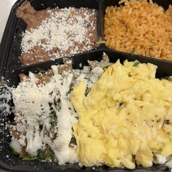 Chilaquiles with scrambled eggs