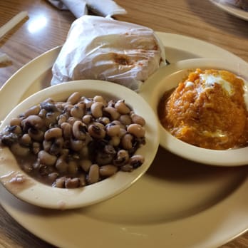 Old Hickory House - #2 BBQ Pork sandwich with black eyed peas and yams - Barbeque Near Me - Tucker, Georgia