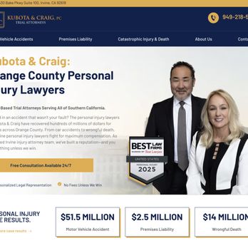 Kubota & Craig - $51.5 million motor vehicle accident verdict -- case result - Personal Injury Law Near Me - Irvine, California Kubota & Craig - $51.5 million motor vehicle accident verdict -- case result - Personal Injury Law Near Me - Irvine, California