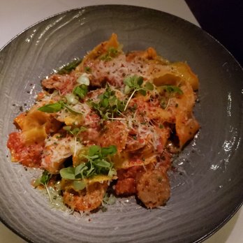 Fia Restaurant - Pappardelle pasta with fennel sausage and vodka sauce - New American Near Me - Atlanta, Georgia Fia Restaurant - Pappardelle pasta with fennel sausage and vodka sauce - New American Near Me - Atlanta, Georgia