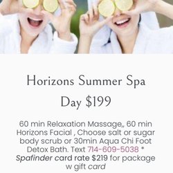 Summer spa day Package $199
New clients get a great mini spa day relax for 2.5 hours