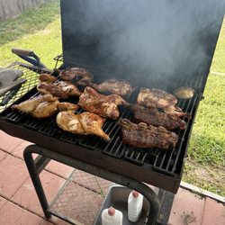 De La Garza Meat Market - Here are some examples of their half chicken and beef ribs. They came out delicious of course