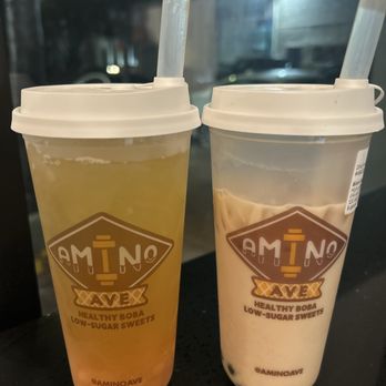 Amino Avenue - Black Fresh Boba Milk Tea Peach Oolong Tea - Bubble Tea Near Me - Los Angeles, California Amino Avenue - Black Fresh Boba Milk Tea Peach Oolong Tea - Bubble Tea Near Me - Los Angeles, California