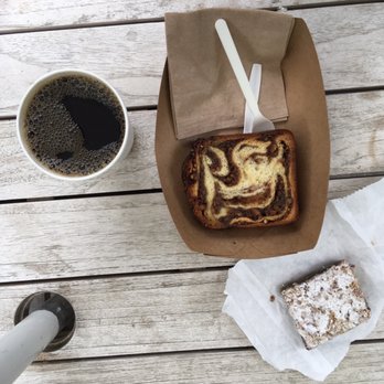 Mañana - Brewed coffee, raspberry buckwheat bar, orange babka - Coffee & Tea Near Me - Austin, Texas