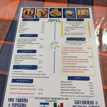 Mini Taqueria & Pupuseria - Menu - Mexican Near Me - Grapevine, Texas