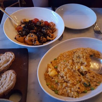 SRV Boston - Grani: Lumache (top left), Lobster Risotto (Bottom right) - Also pictured: amazing sourdough bread - Italian Near Me - Boston, Massachusetts SRV Boston - Grani: Lumache (top left), Lobster Risotto (Bottom right) - Also pictured: amazing sourdough bread - Italian Near Me - Boston, Massachusetts