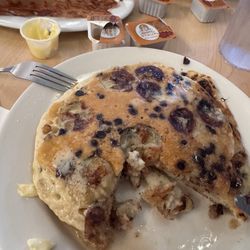 Knight Farm - Short stack of banana, chocolate chip pancake.