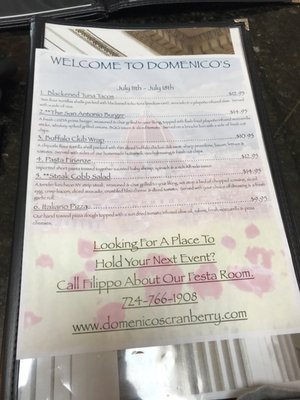 Menu photo 5 Domenico's Ristorante Cranberry Twp, PA