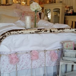 Ruffles N Raspberries - Antique iron bed, shabby chic, inside Ruffles n Raspberries