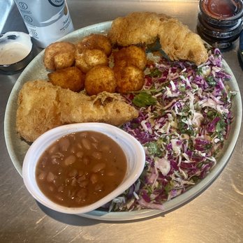California Fish Grill - Fish and shrimp with a lime cilantro slaw and pintos. Yummy! - Seafood Near Me - Upland, California California Fish Grill - Fish and shrimp with a lime cilantro slaw and pintos. Yummy! - Seafood Near Me - Upland, California