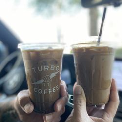 Turbo Coffee - Turbo on left, competitor on right