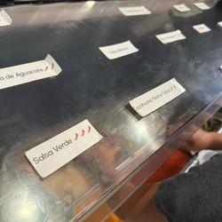 Taqueria El Sol - Options at the salsa bar!