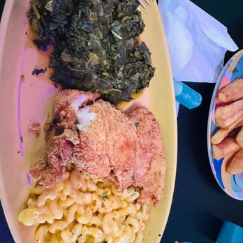 Our Plates - Fried chicken with collard greens and mac n cheese - Salad Near Me - Saranac Lake, New York Our Plates - Fried chicken with collard greens and mac n cheese - Salad Near Me - Saranac Lake, New York