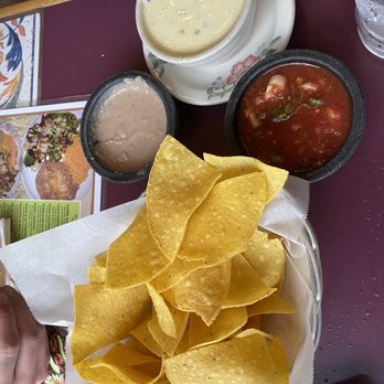 Pueblo Viejo - Chips, white queso, salsa, and bean dip! - Mexican Near Me - Fort Collins, Colorado