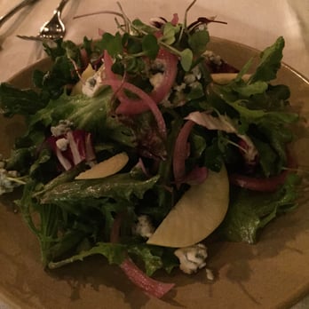 Terrain Cafe - Mixed greens salad with apples, smoked blue cheese, and pickled onions - New American Near Me - Westport, Connecticut Terrain Cafe - Mixed greens salad with apples, smoked blue cheese, and pickled onions - New American Near Me - Westport, Connecticut