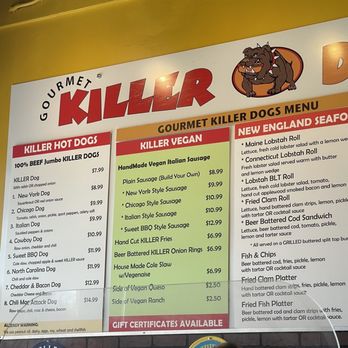 Gourmet Killer Dogs - Menú - Hot Dogs Near Me - Delray Beach, Florida