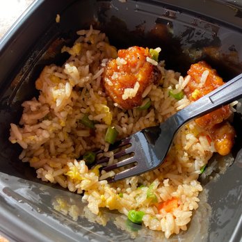 Panda Express - A bowl of Fried Rice with orange chicken - Chinese Near Me - Mchenry, Illinois