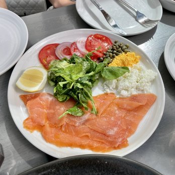 Openaire - SMOKED SALMON PLATE, EVERYTHING BAGEL, LEMON -DILL CREAM CHEESE - New American Near Me - Los Angeles, California