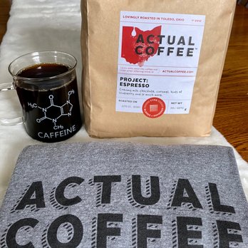 Actual Coffee - Actual Coffee Swag....Beaker is ours and is for effect. - Coffee Roasteries Near Me - Northwood, Ohio