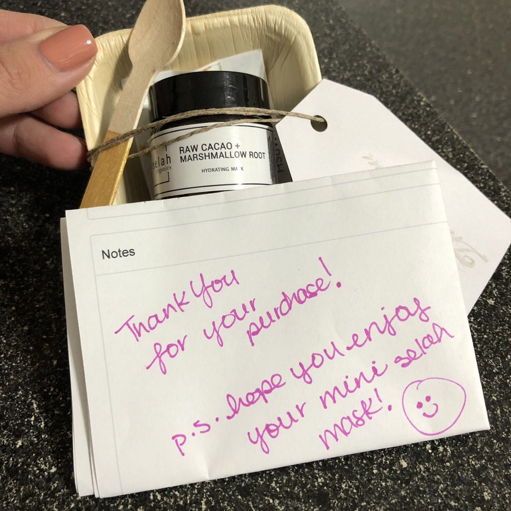 I placed an order online and received this! So thoughtful and sweet! I love hand written notes!