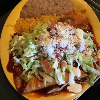 LuLu's - Main St - Carne asada enchiladas with red sauce and retried beans! - Mexican Near Me - Los Altos, California LuLu's - Main St - Carne asada enchiladas with red sauce and retried beans! - Mexican Near Me - Los Altos, California