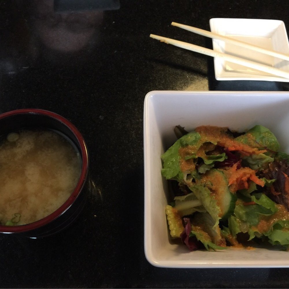 Hana Sushi - Miso and salad - Sushi Bars Near Me - Bothell, Washington Hana Sushi - Miso and salad - Sushi Bars Near Me - Bothell, Washington