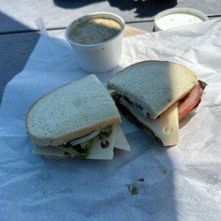 Surfer Sands - Malibu sandwich and cup of clam chowder