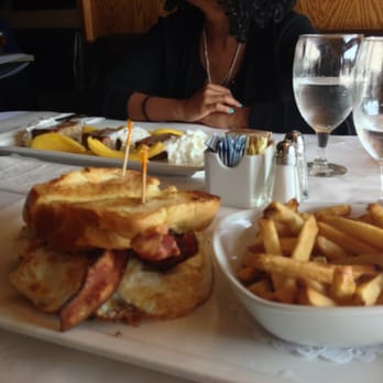 26 Beach Restaurant - Breakfast sandwich ($12) and banana custard French toast in background ($13) - New American Near Me - Venice, California